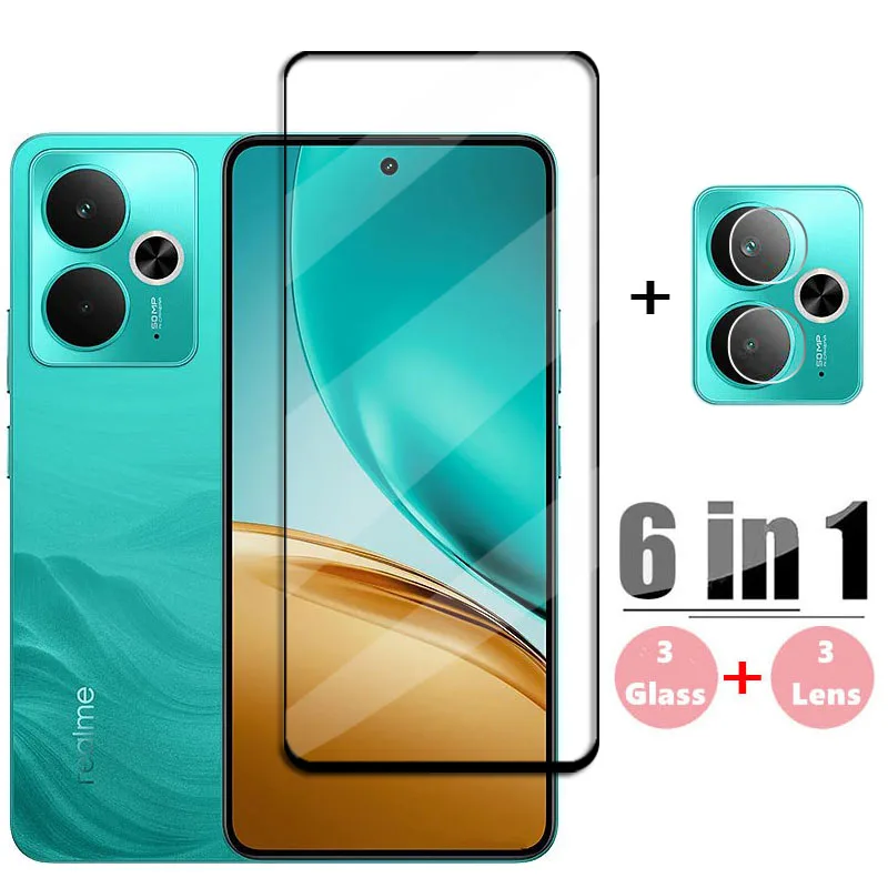 غطاء كامل من الزجاج المقسى لهاتف Realme 14T 5G زجاج Realme 14T واقي للشاشة طبقة عدسة الهاتف الواقية لـ Realme 14T
