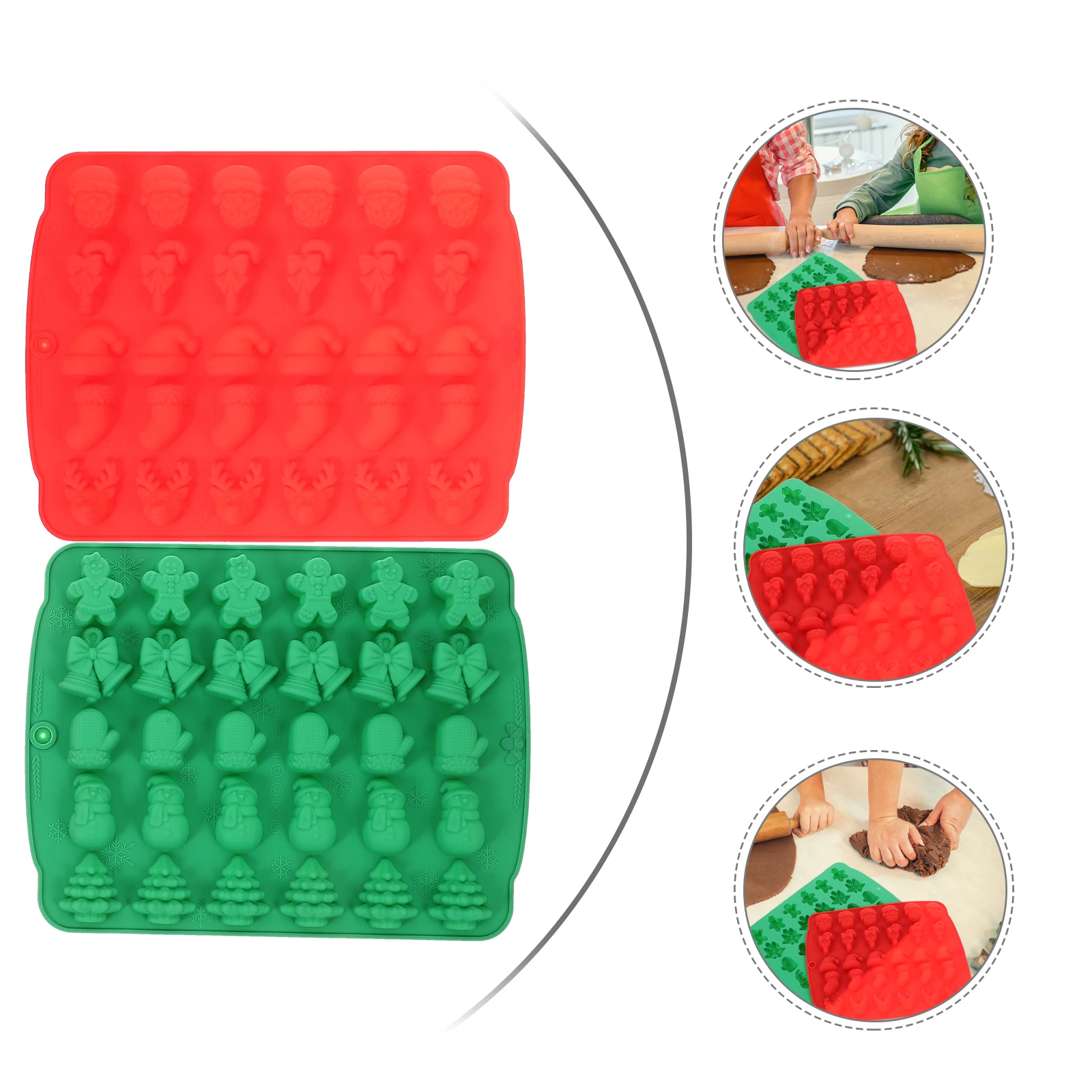 

2Pcs Christmas Silicone Molds for Chocolate DIY Baking Tools Cookie Cutters Round Pastry Flexible Safe Kitchen