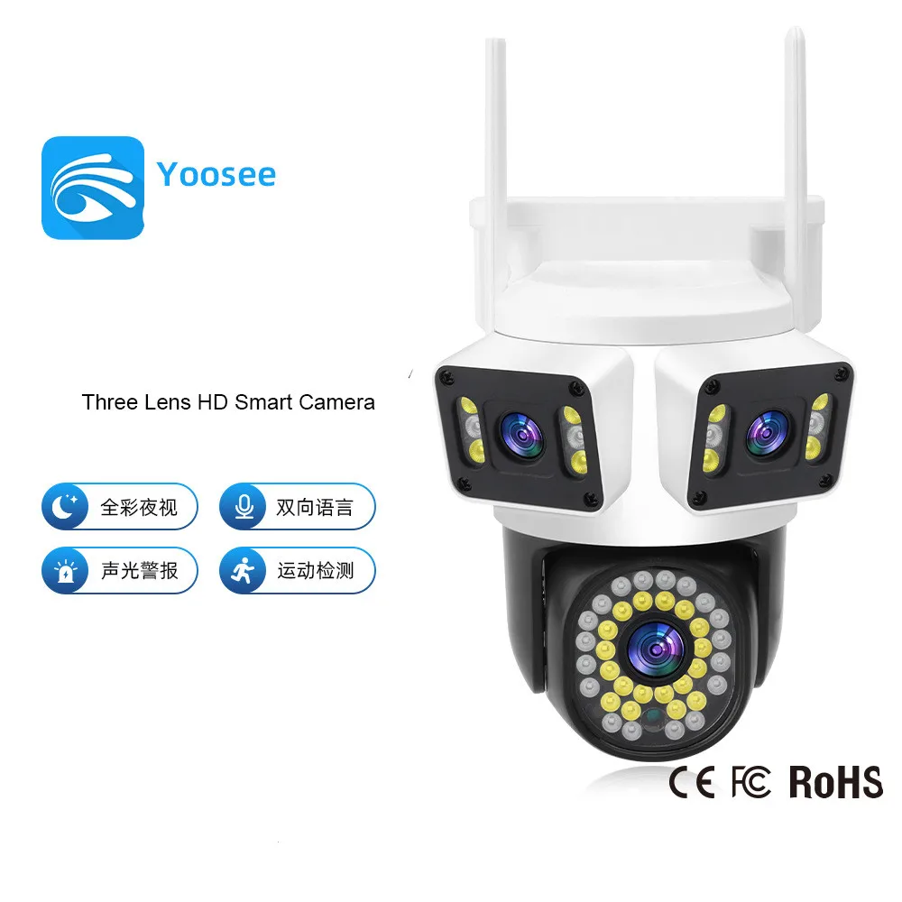

Yoosee APP 6MP Triple Lens Full Color Wireless WIFI PTZ IP Dome Camera AI Humanoid Detection Home Security CCTV Monitor