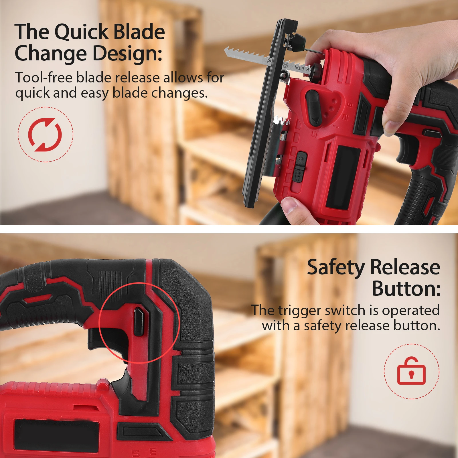 20V Cordless Jig Saw Kit 2000mah Lithium Battery Outdoor Electric Jigsaw Adjustable Speed Scroll Saw Woodworking Power Tool