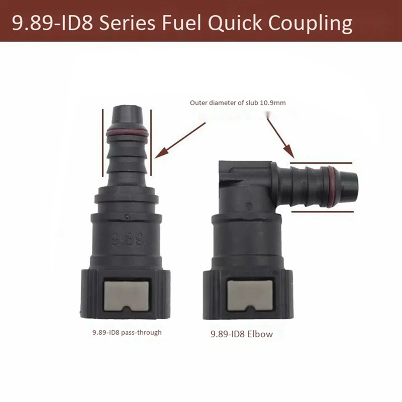 2X 9.89 ID8 Curved Fuel Line Quick Connector, Urea Tube Fastener Pipe Fittings Gas Filter Fitting Fuel Quick Connector