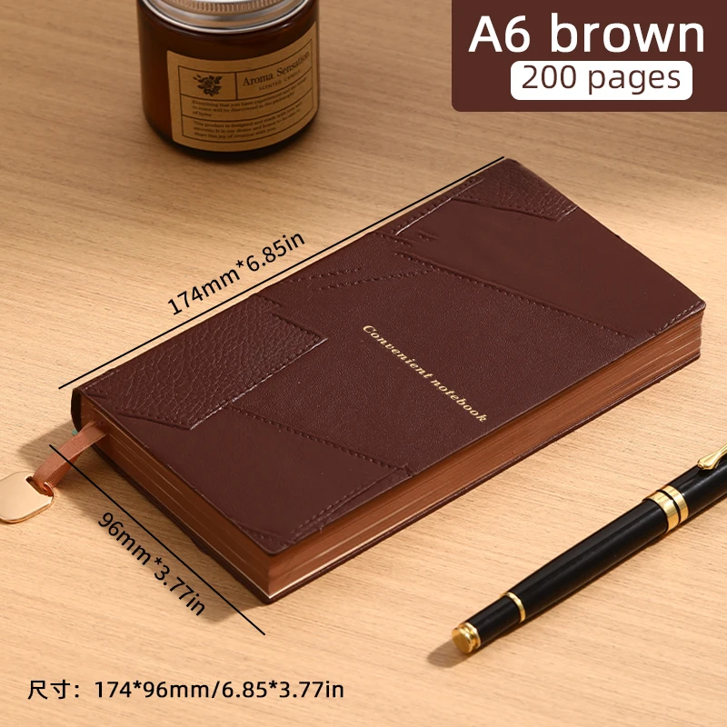 A6-Notizbuch mit Tasche, tragbares kleines Notizbuch, Business-Büro-Notizbuch aus weichem Leder, einfaches Tagebuch, künstlerisch und exquisit – Detail 10