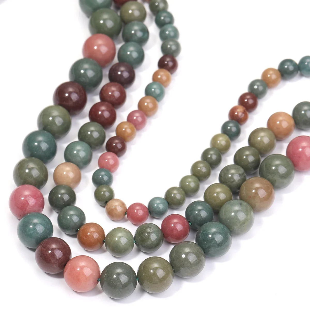 Grüner Alxa-Achat, rund, lose Abstandshalter, Edelstein-Zubehör, Herstellung von DIY-Armbändern, Halsketten, Schmuck, Kunsthandwerk, Geschenken, 6/8/10 mm