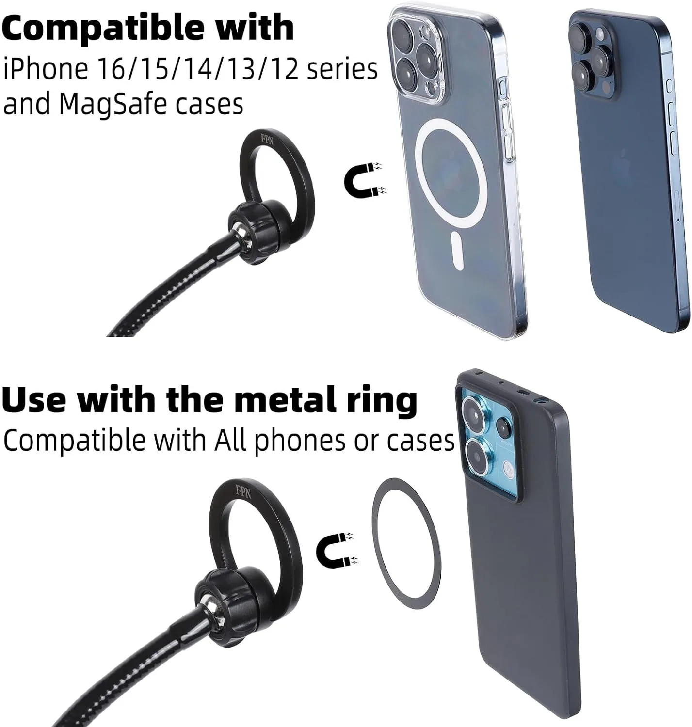 ขาตั้งโทรศัพท์มือถือ ปรับความสูงและมุมได้ ขาตั้งแม่เหล็กแบบคอห่านสำหรับโต๊ะทำงาน แขนยืดหยุ่น ใช้ได้กับโทรศัพท์ทุกรุ่น