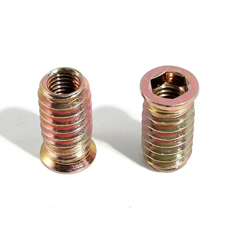 10/50pcs Zinc Alloy Iron Inside Carbon Steel Hexagon Hex Socket Drive Head Insert Nuts Threaded For DIY Wood Furniture M4 M6 M8
