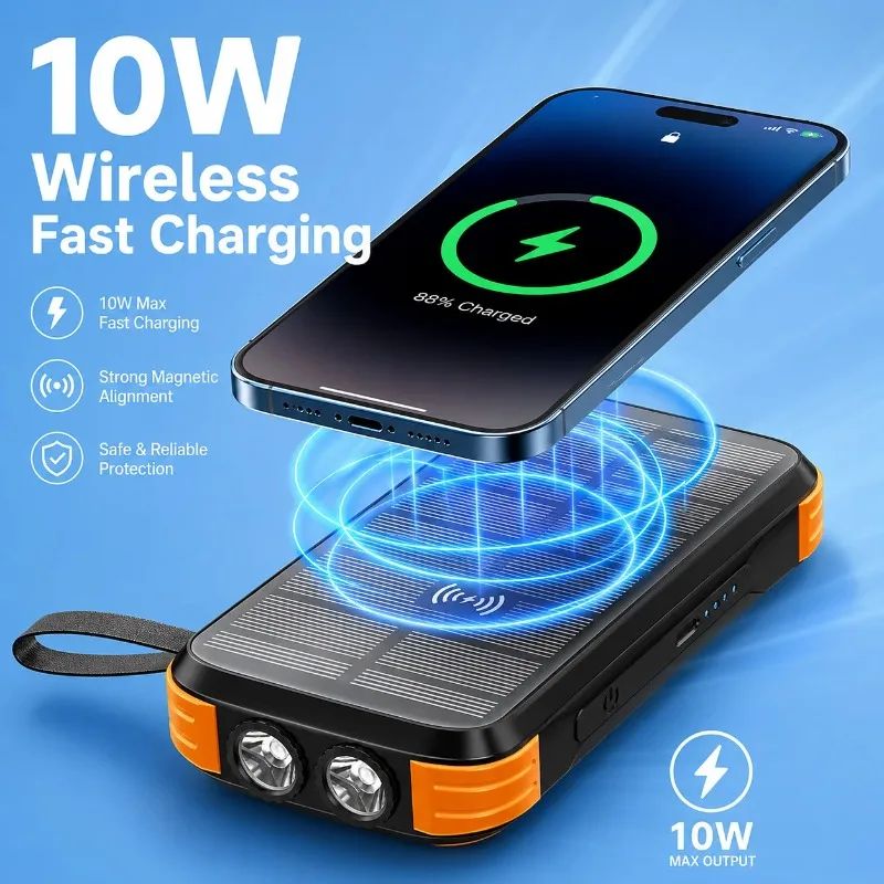 40000mAh Solar‑powered Power Bank for IPhone Android Phone Outdoor Emergency Mobile Phone PowerBank