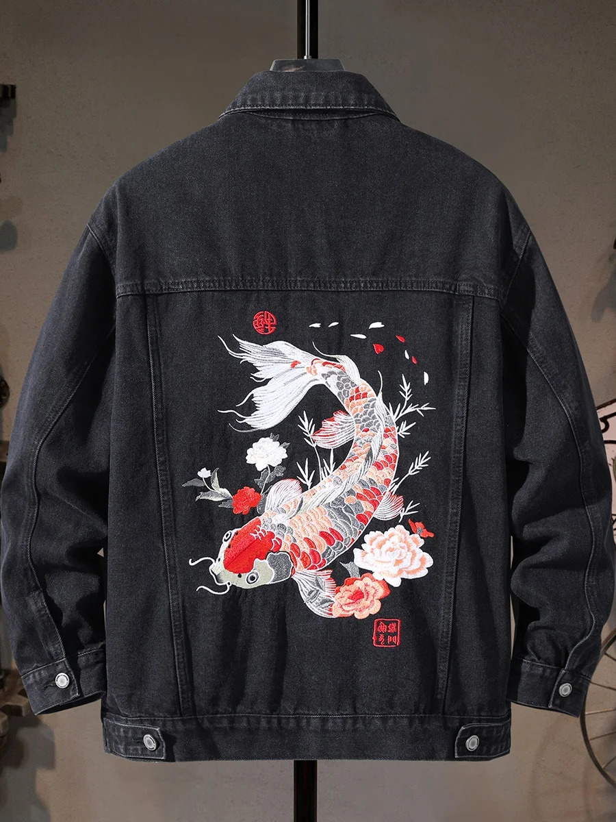 

Мужская утепленная джинсовая куртка с вышивкой, новинка 2025 года, модная рабочая одежда, верхняя одежда из смесового хлопка и полиэстера, с длинными рукавами