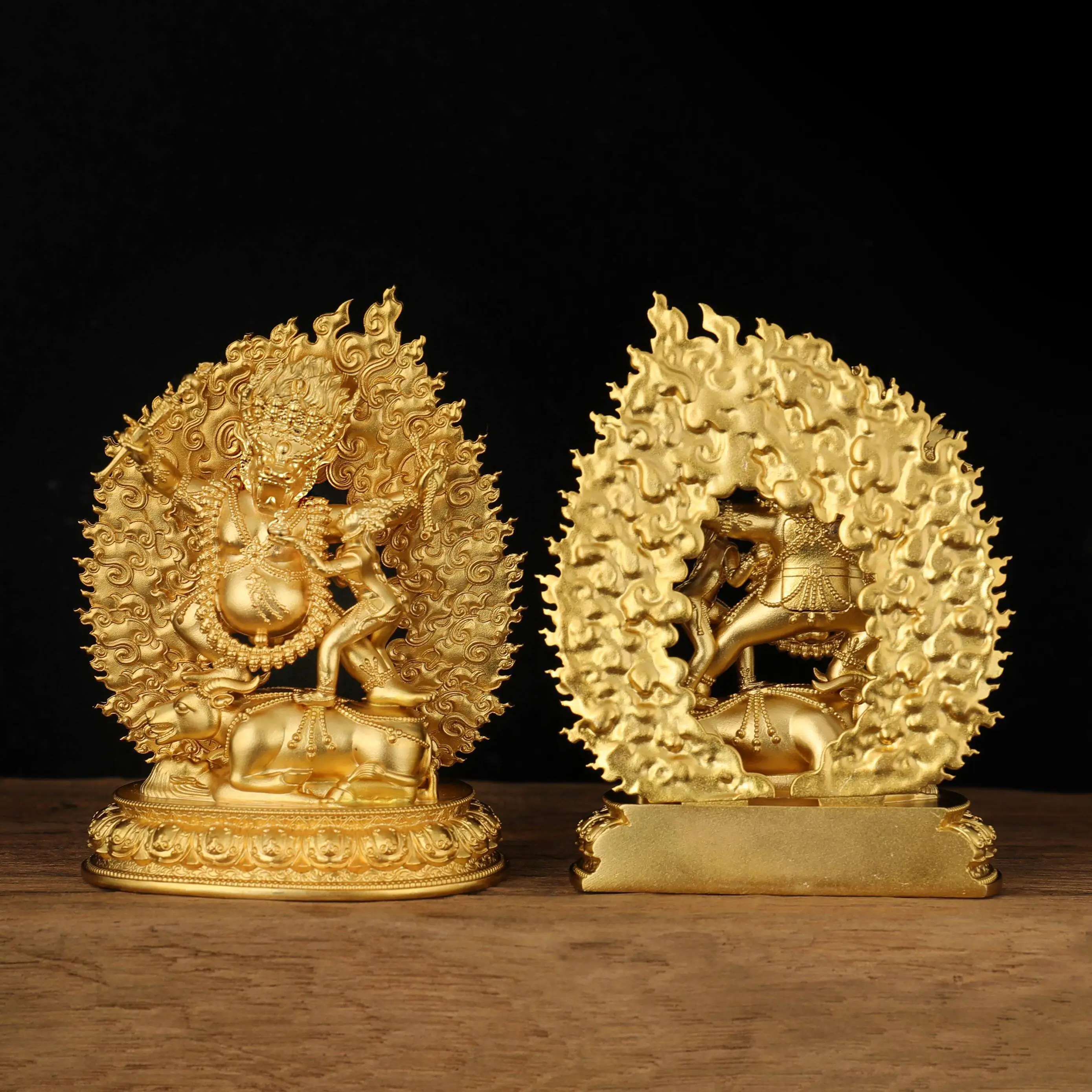 New Tibetan Brass Dharmaraja Vajrapani Protector Statue 10cm Home Desktop Car Portable Blessing