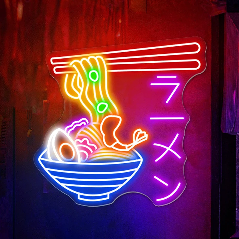 

Delicious Flying Noodles Japanesse Ramen Sign Custom Restaurant Led Lights Ramen Bowl Neon Light Japanese Anime Ramen Neon Signs