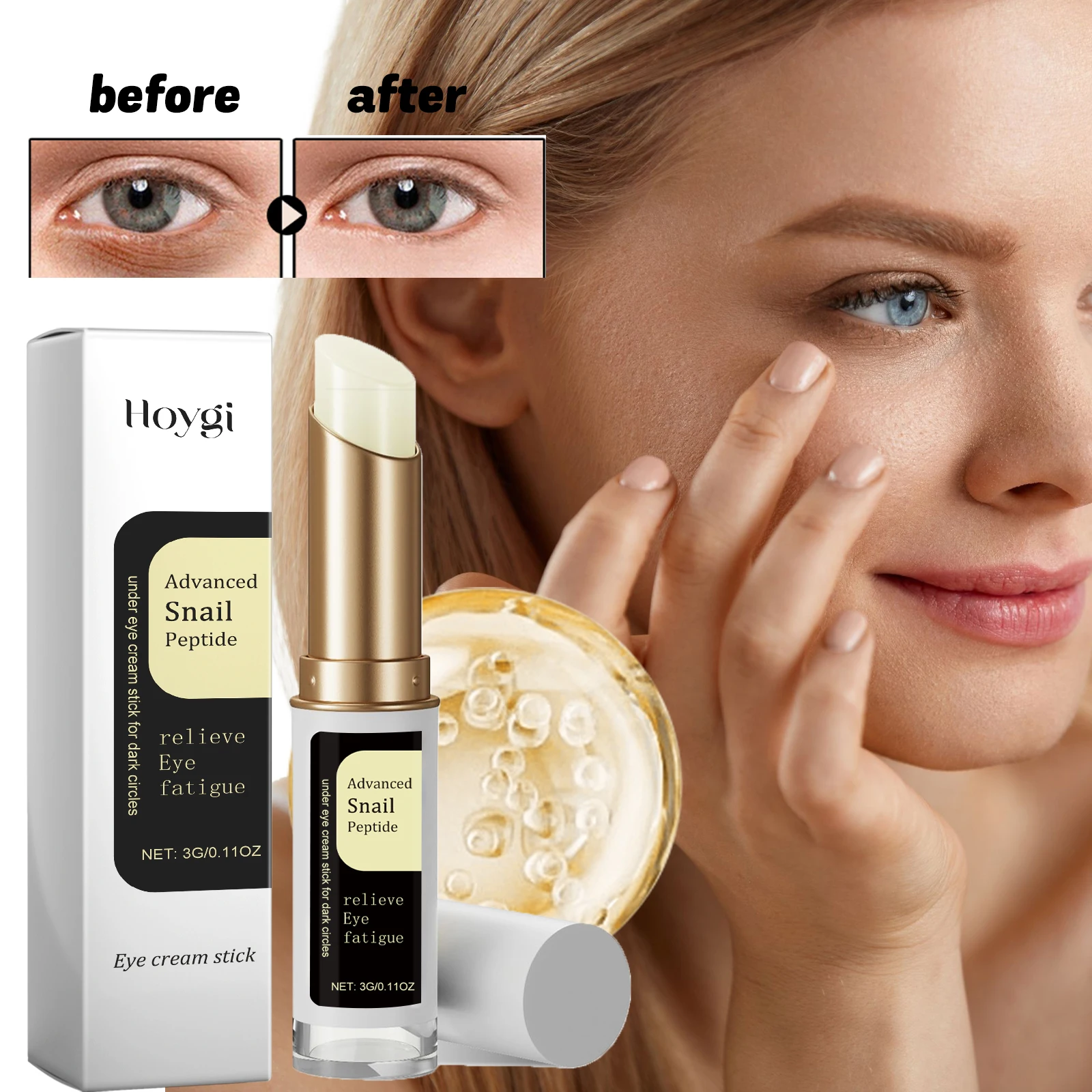 Snail Eye Cream Stick Lightening Dark Circles Collagen Fade Fine Lines Wrinkle Firming Eye Bags Puffiness Moisturizing Eye Cream