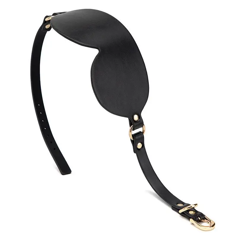 Antifaz de cuero PU negro con hebilla dorada ajustable, máscara para los ojos, diseño acolchado suave, perfecto para dormir, viajar y juegos de rol.