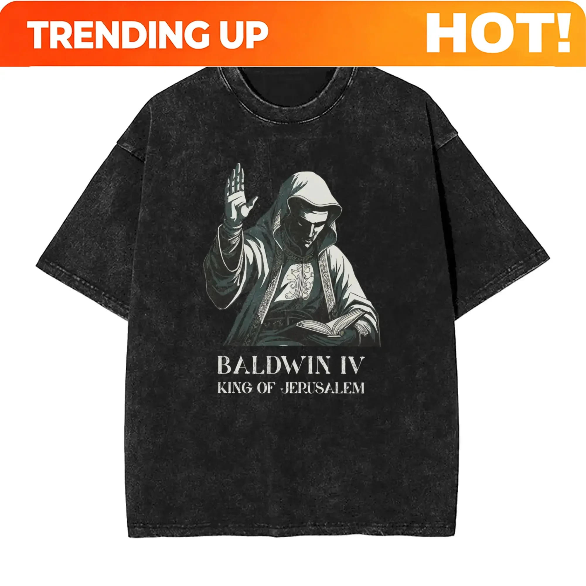 Customization Oversized Washed T-Shirt King Baldwin IV Cotton T Shirts Leisure Tshirt For Couple Summer Y2K Fun Casual Top Tee