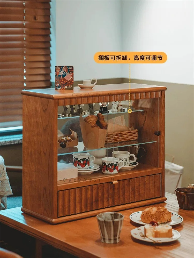 For Display Cabinet Gift Toy Storage Dust-proof Transparent Glass Display Cabinet Figure Animation Model Bogu Rack