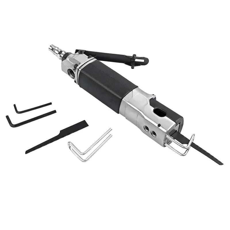 

New Air Reciprocating Saw, 9000rpm 1/4'' Pneumatic Reciprocating Saw2 Wrench ,with 2 Blades , 10mm Stroke, For Cutting Wood Meta