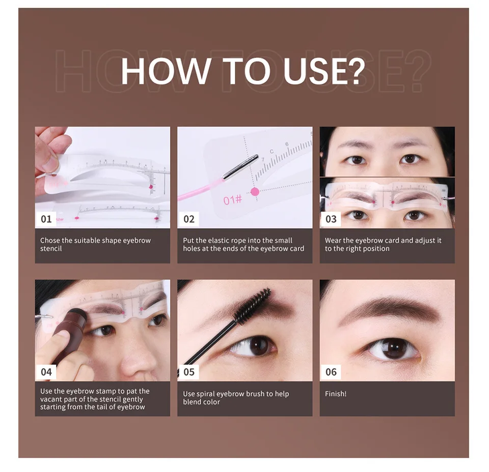 Adjustable Reusable Eyebrow‑Stencil Ruler with Measuring Scale Symmetrical Brow‑Shaping Template for Permanent‑Makeup and Daily Eyebrow‑Drawing view 3