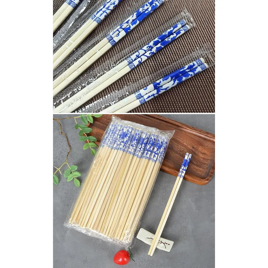 عيدان تناول الطعام المصنوعة من الخيزران للاستعمال مرة واحدة للسوشي الياباني والأطباق الصينية، عيدان تناول الطعام المميزة ملفوفة بشكل فردي في عبوة كبيرة مكونة من 25 قطعة #2