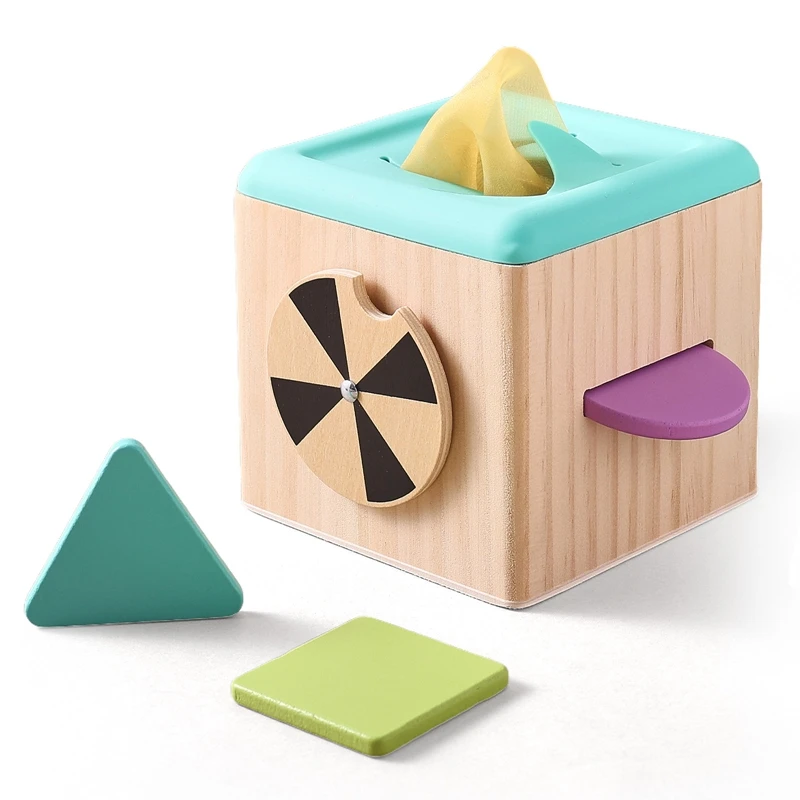 Montessori Toys Wooden Magic Tissue Box 0-3Years Baby Finger Exercise Busy Cube Sensory Toys Kid Educational Activity Game Gifts