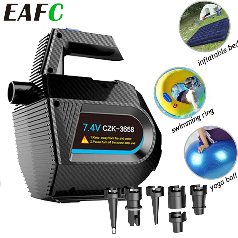 EAFC Wireless Electric Air Pump + Compression Air Pump Quick-Fill Compression Air 7.4V for Air Mattress Cushions Beds Swimming