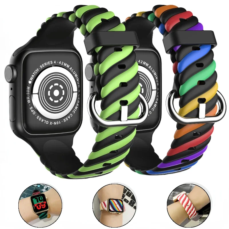 

Silicone Strap for Apple Watch Ultra2 9 8 7 49mm 45mm 41mm Color Bracelet Wristband Iwatch 6 5 4 SE 44mm 40mm 10 46mm 42mm Band