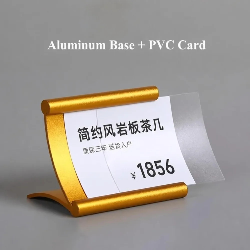 Portable Aluminum Alloy Table Sign Holder Pull-out Label Display Stand Menu Card Holder Office Supplies