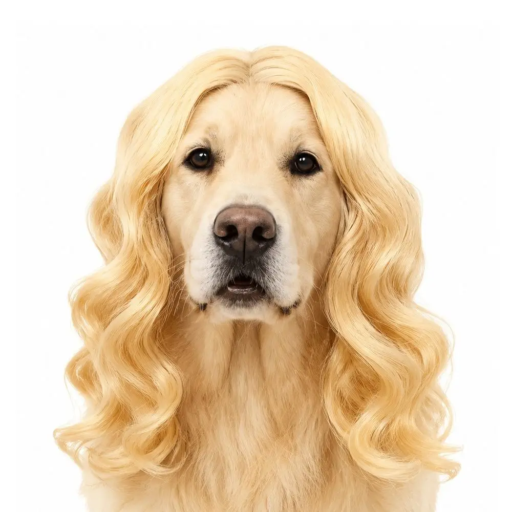 Funny Black Twin Tails Dog Wig Straight Bob Cut Brown Curly Dog Headdress Puppy Cosplay Dress Up Pet Hairpiece Festival Dress-Up