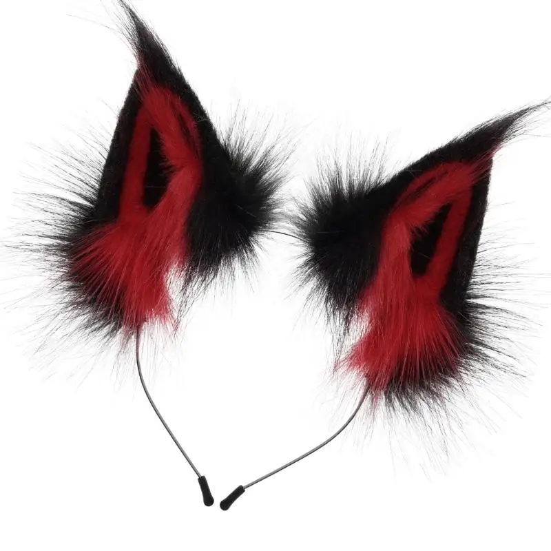 652f Handgemaakte faux bontvossen wolven oren hoofdband Halloween Christmas Cosplay kostuum