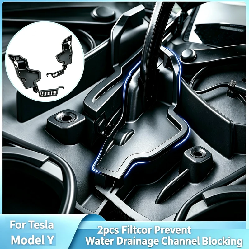 2pcs Debris Filter For Tesla Model Y 2021-2024 Prevent Cabin Water Drainage Channel Clogging Blocking Foreign Matter Accessories