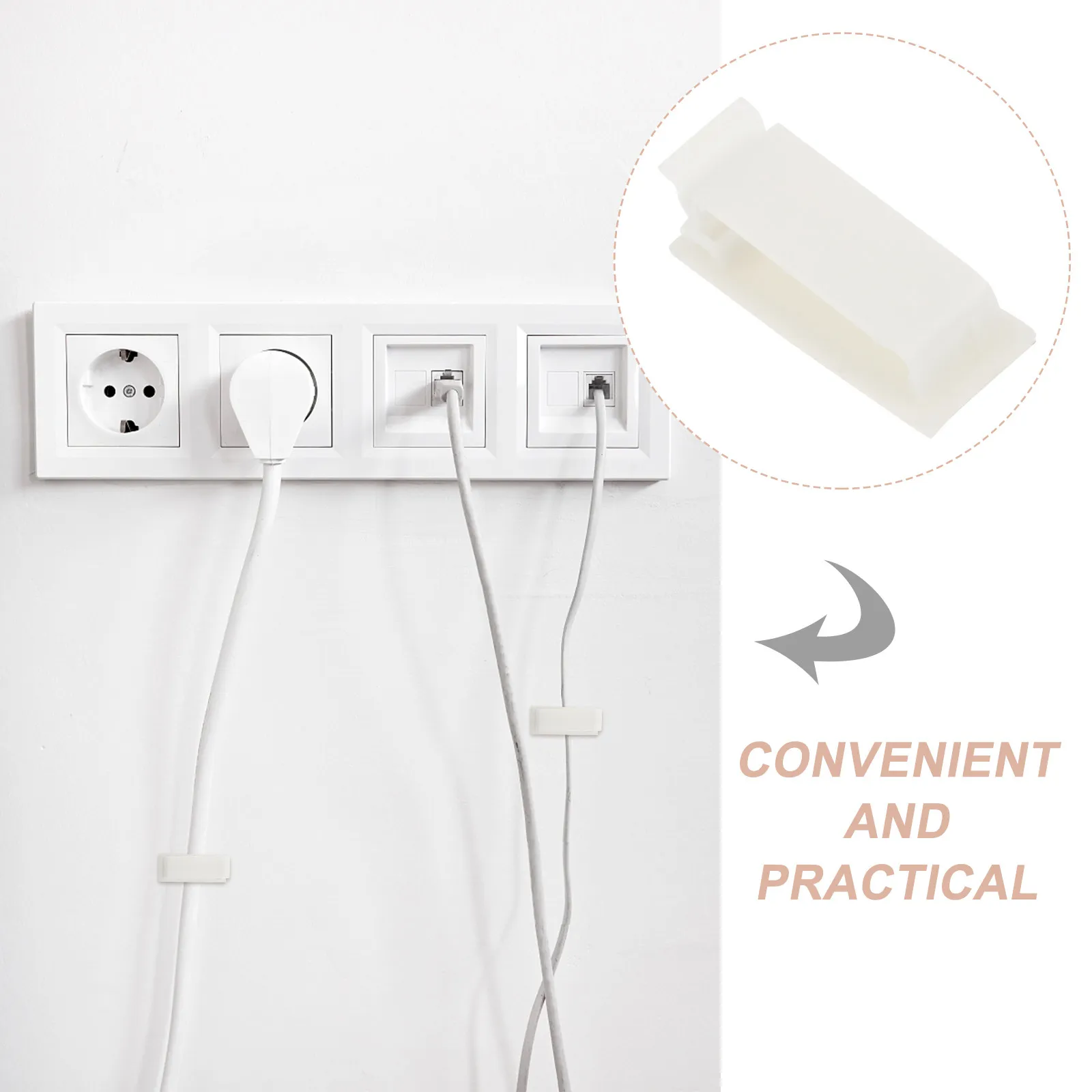 20Pcs Compact Cable Holder Lightweight Cord Keeper for Keyboard Mouse Headset Wires Modern Adhesive Cable Organizer Storage