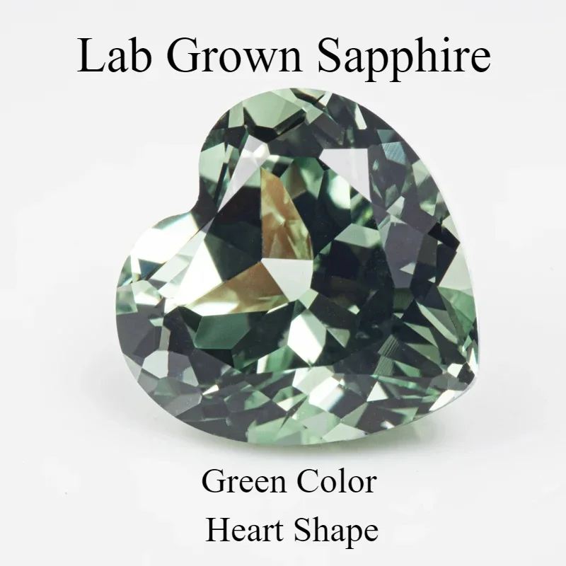 Lab Grown Sapphire Heart Shape Green Color VVS1 Stone for Charms Diy Advanced Jewelry Making Pendant Selectable AGL Certificate