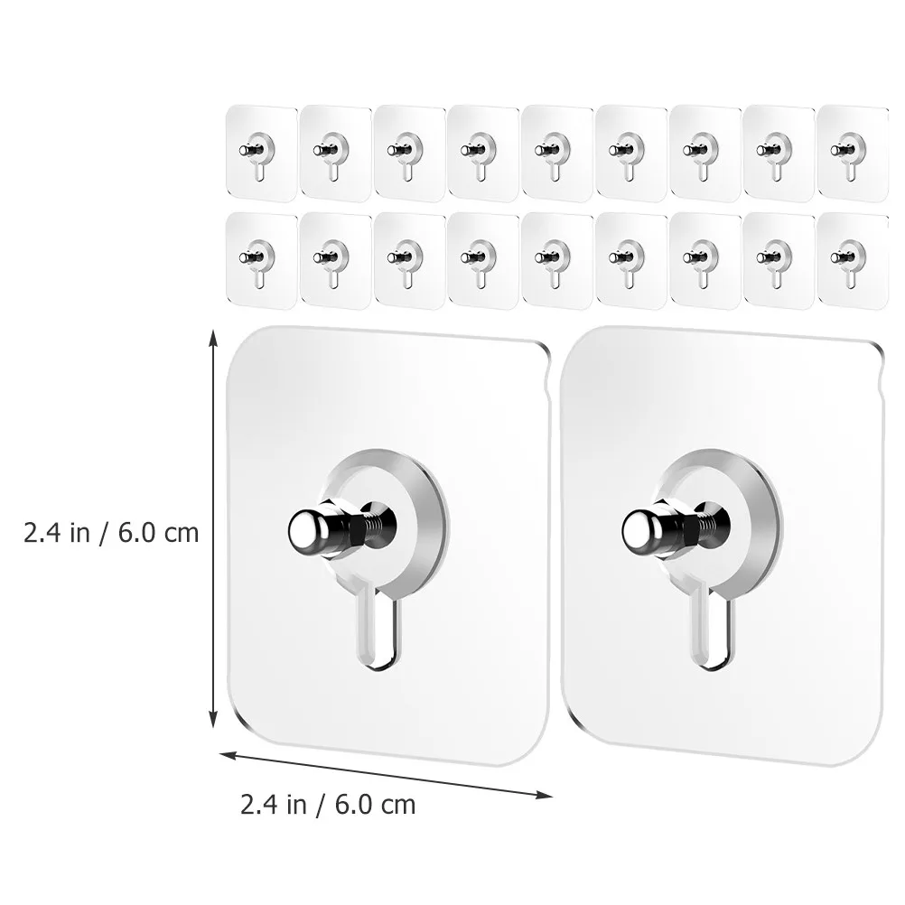 20Pcs No-Nail Wall Hangers Screw Stickers Transparent Adhesive Mounts Seamless Screw Hooks for Home Decoration Shelf Hooks