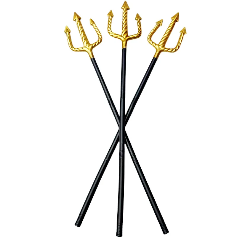 Halloween Festival Prop Accessory Plastic Trident Gold Three-pronged Weapon