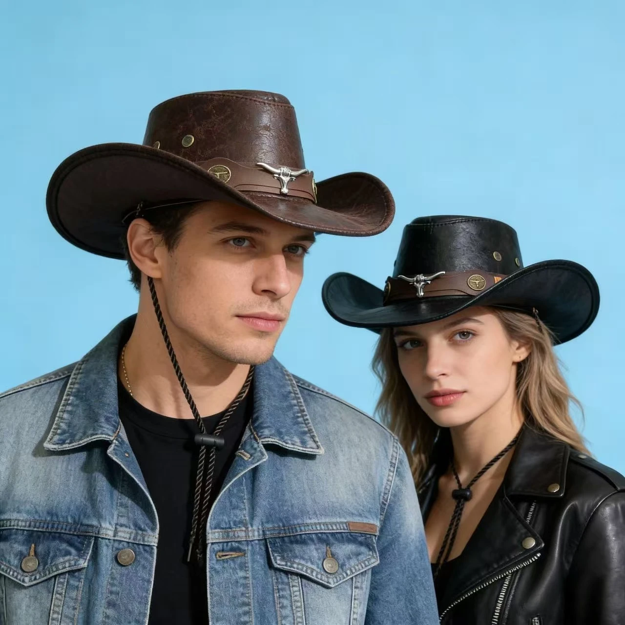 New Western Cowboy Knight Hat Head Retro Outdoor Travel Flat Top Knight Hat Party Hats Cowboy Accessories Men and Women image 5
