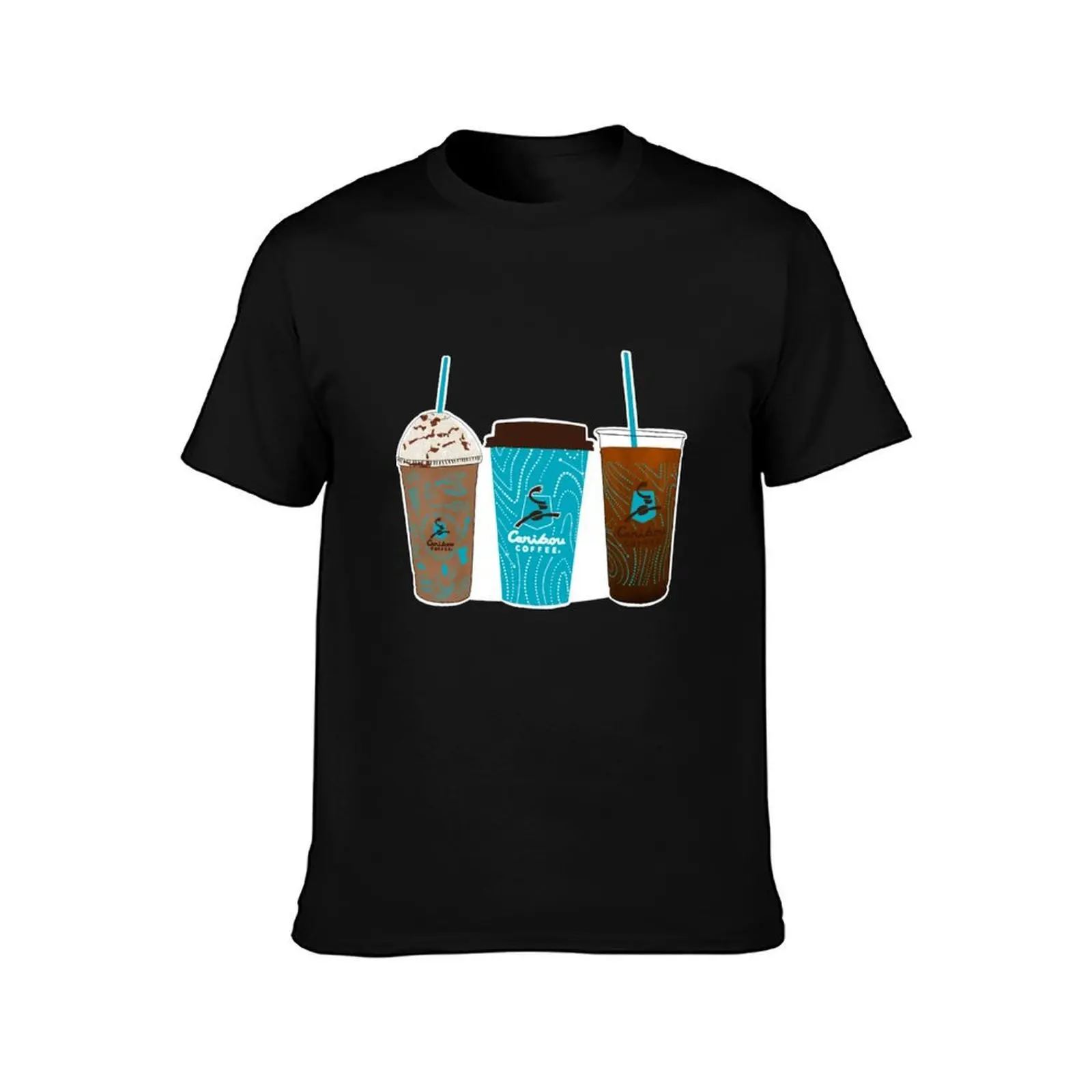 Caribou Coffee Cups T-Shirt Plus Size Workout Short Sleeve Top T-Shirt