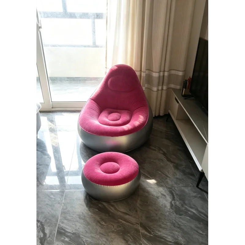 PVC Flocking Inflatable Lazy Sofa Foldable Portable Air Sofa Indoor Outdoor Lounge Chair For Rest