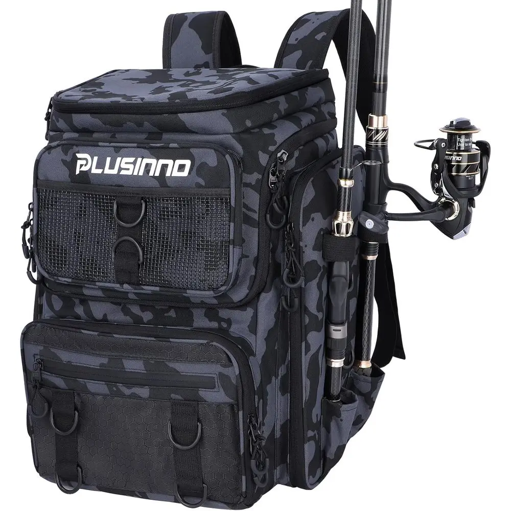

Large 42L Water-resistant Fishing Backpack with Rod Holders and Tackle Storage