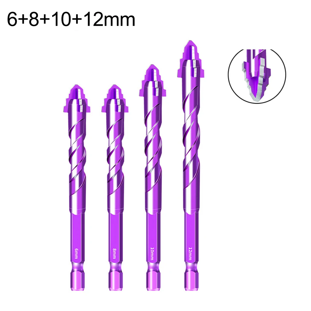 

Four-Flute Bit Carbide Drill Set For Drilling Tiles Efficient Hole Creation Hex Shank High-Speed Rotation Low Wear Rate