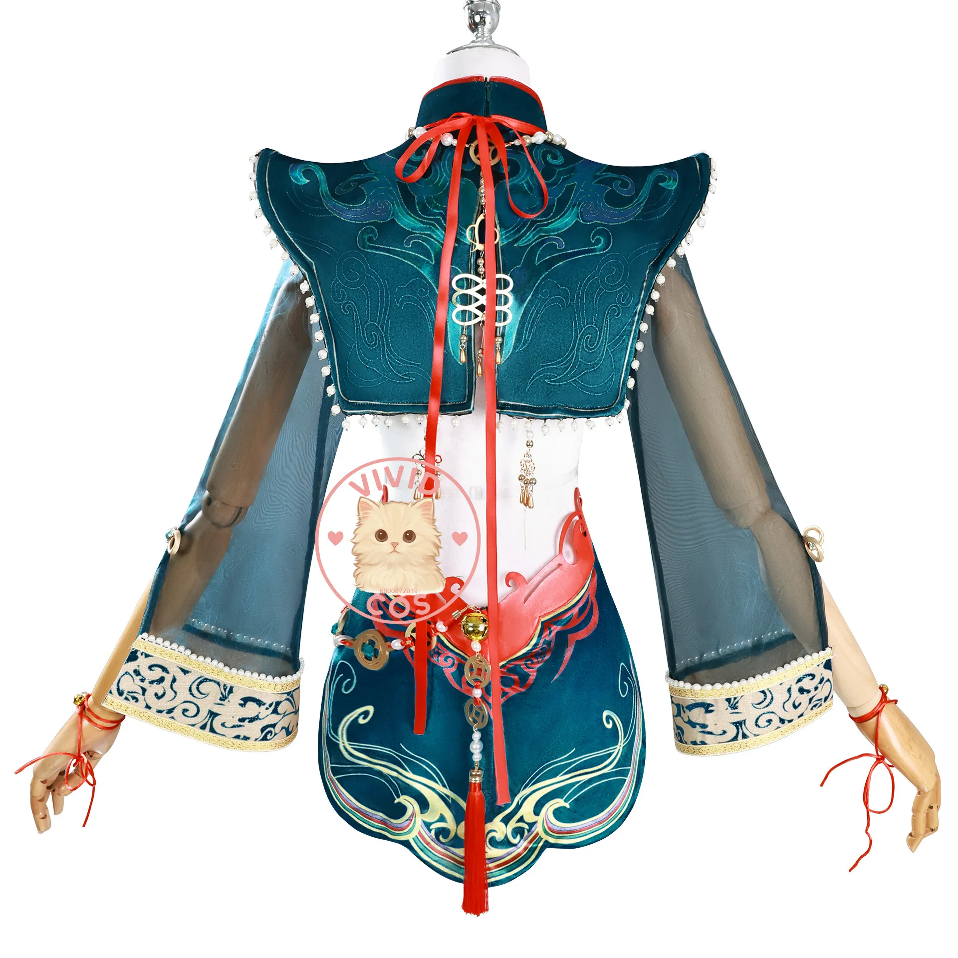 Game Naraka: Bladepoint Tessa Cosplay Role Play Anime Costume Sexy Dark Green Cheongsam Dress for Women Comic Con Suit Wig Shoes