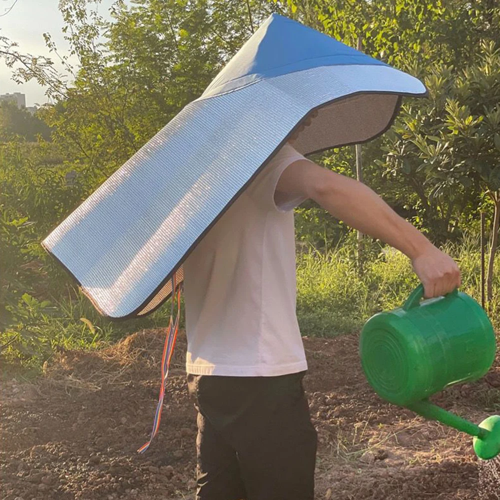 Topi Matahari Insulasi Panas Pinggiran Lebar Topi Kerja Pertanian Ekstra Besar Topi Pemetik Teh Tahan Hujan Tebal