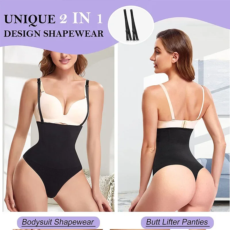 GUUDIA Open Crotch Tummy Control Panties High Waist Cincher Spandex Stretchy Anti Slip Shapewear Underwear Thong Shapers