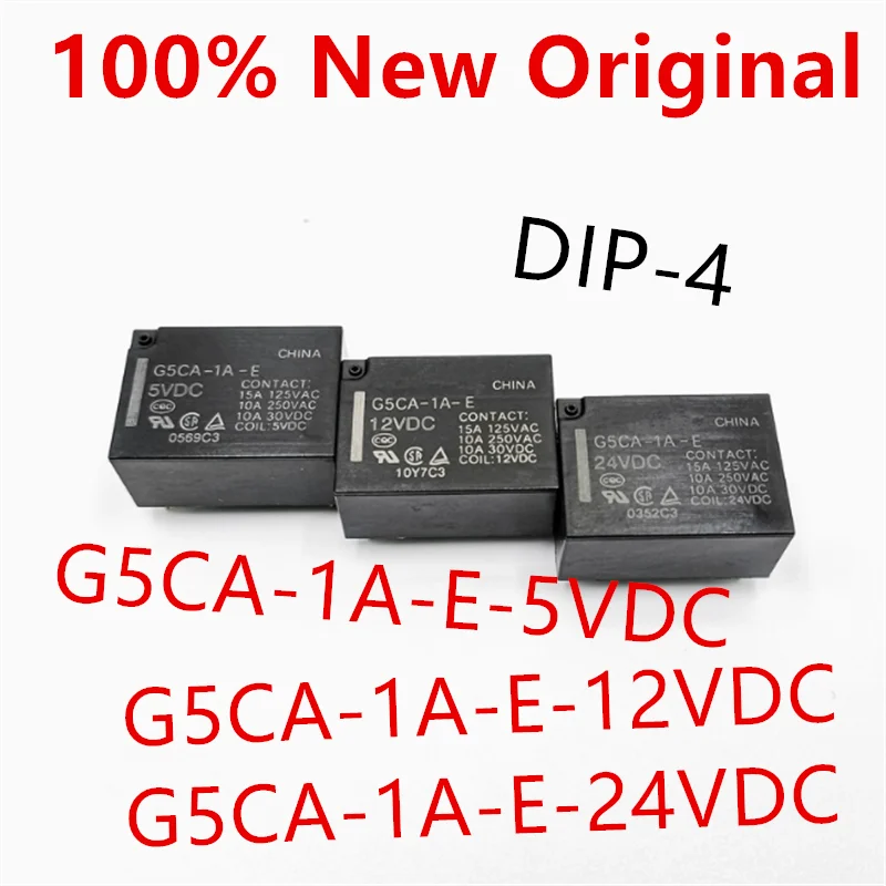 10 個 G5CA-1A-E-5VDC、G5CA-1A-E-12VDC、G5CA-1A-E-24VDC DIP-4 10A 新しいパワーリレー G5CA-1A-E-5/12/24VDC