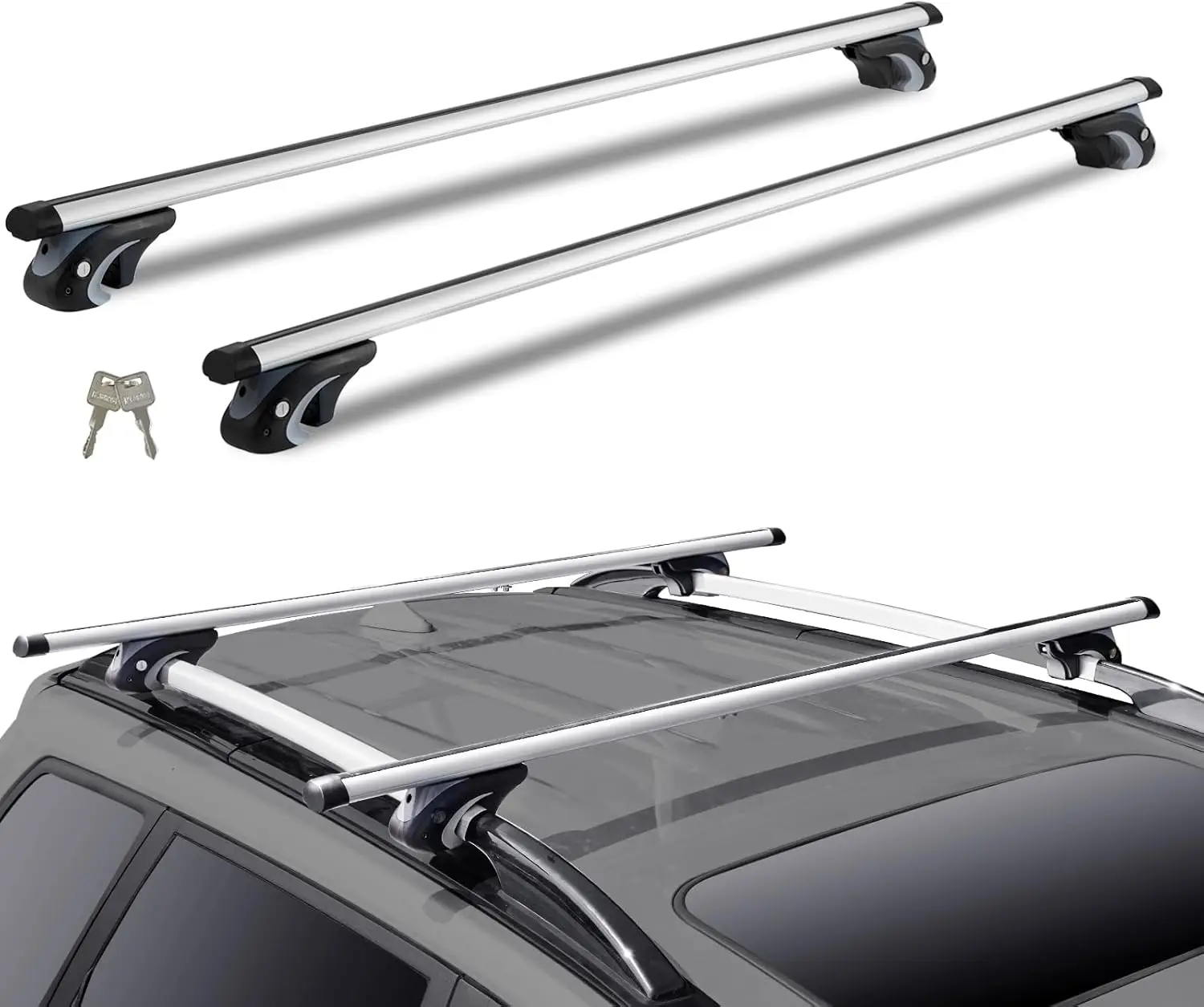 

Universal Roof Rack Cross Bars, 54" Aluminum Roof Rack Crossbars, Fit Raised Side Rail with Gap, 200 lbs Load Capacit