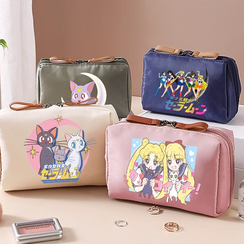 New Sailor Moons Cosmetic Bag for Women Cartoon Storage Pouch Travel Portable Toiletry Bags Outdoor Makeup HandBag Birthday Gift