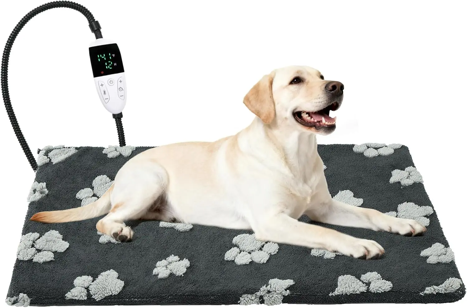 

Smart Thermostat Heated Pet Pad, 35x24 Inch with Fleece Cover, Anti-bite Cord & UL/FCC Certified for Indoor/Outdoor Use