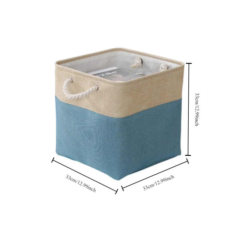 Linen Splice Foldable Storage Box Home Bedroom Living Room Toy Storage Basket Daily Necessities Organizer  Laundry Baskets