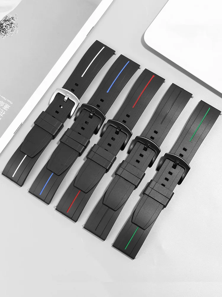 Universal Rubber Watch Strap Of Various Brands 17/18/19/20/21/22/23/24mm Flat Interface Silicone Watch Strap