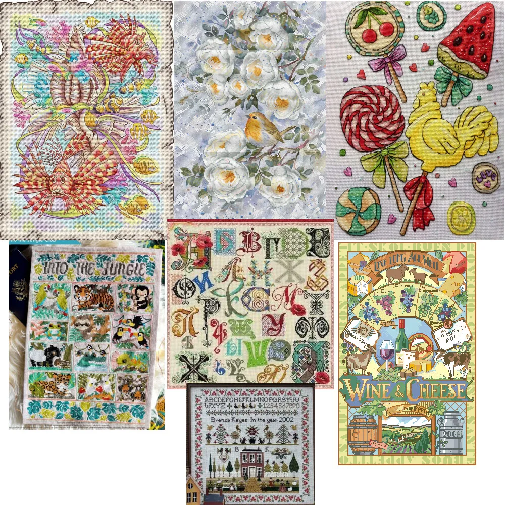 Cross stitch Kit 14CT 18CT 25CT Canvas Cross Stitch DIY Embroidery Set DMC Threads Craft   Fish on the seabed 34-44