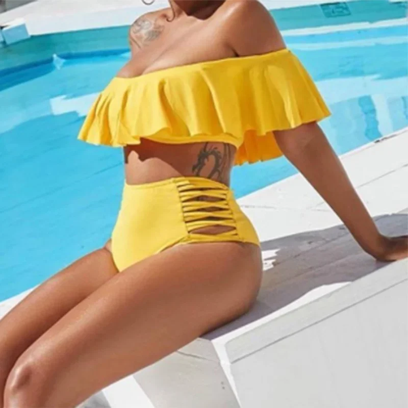 Two Piece Women's Tropical Print Bikini Set Summer Vacation Swimsuit Lady Print Tankini Tops  Summer Beach Swimwear