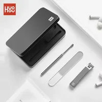 Huohou 4 in 1 Anti-splash Nail Clipper Set Manicure Cutter Magnetic Stainless Steel Ear Spoon Pedicure Nail File Scissors Tools
