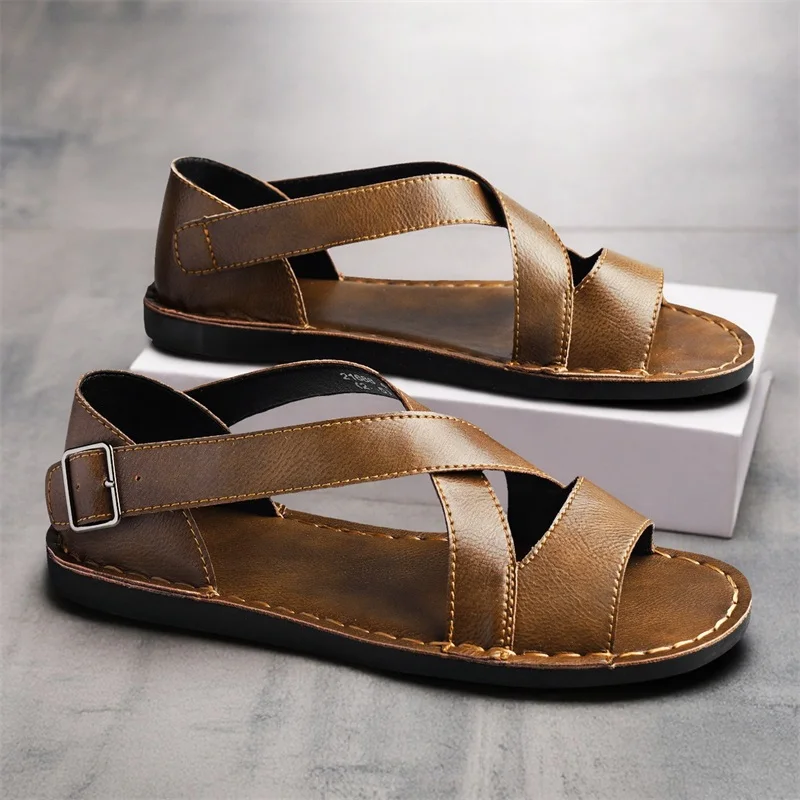 Daily Footwear Slip on Sandals Men's Fashion Soft Sole Leather Sandals 2026 Autumn Casual Mens Shoes Light Non Slip Men Sneakers