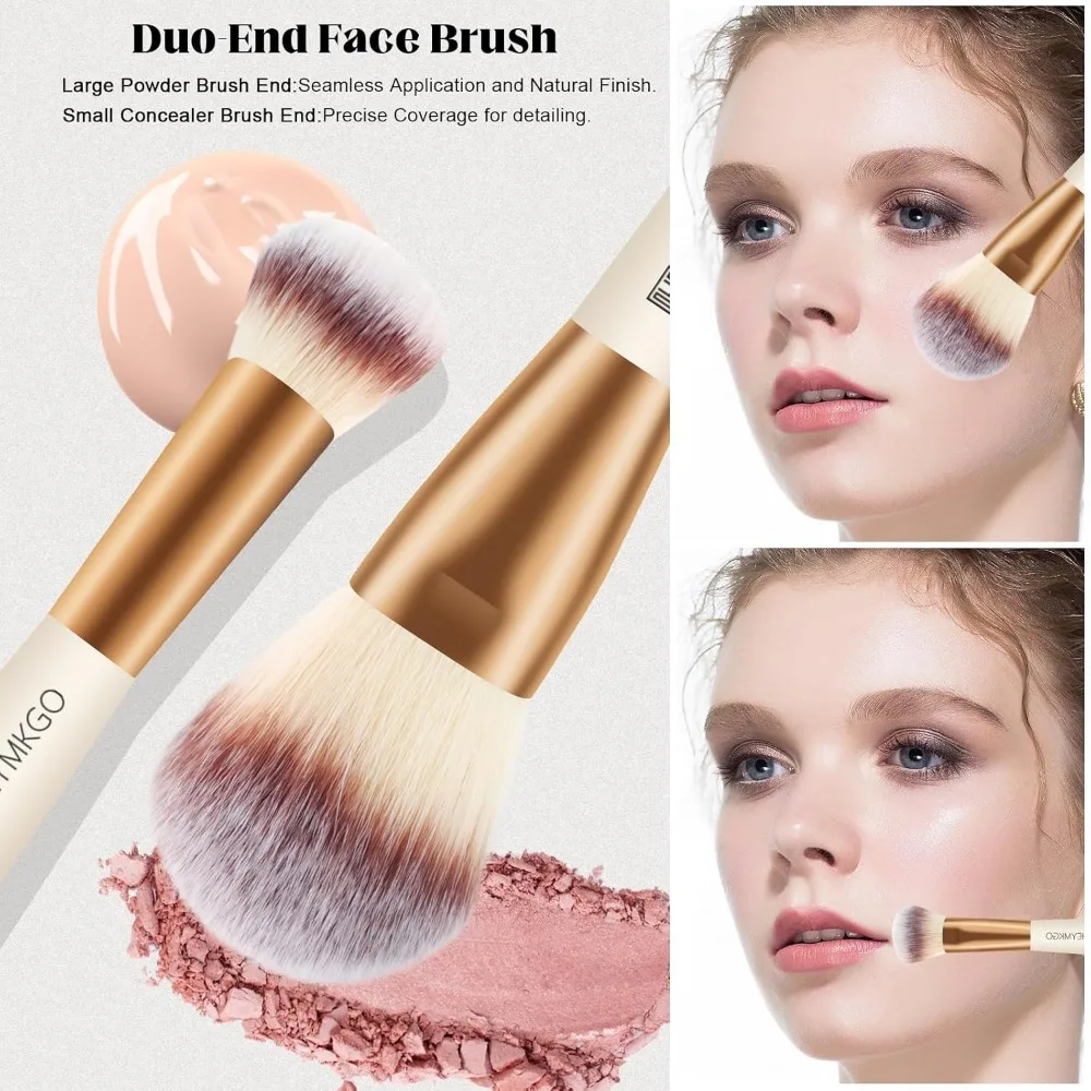Ensemble de pinceaux de maquillage, 4 pièces, fond de teint à Double extrémité, poudre de Contour, correcteur de fard à joues, ensemble de pinceaux pour liquide, crème, poudre f
